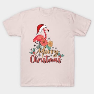 Pink Flamingo Merry Christmas 2023 T-Shirt